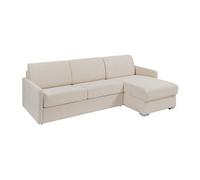 Vente-unique - Canapé d'angle avec matelas - Angle interchangeable - Tissu - Beige - Surface de couchage 160 cm - Matelas 22 cm - Calife