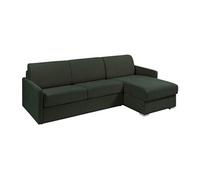 Vente-unique - Canapé d'angle Convertible Express et réversible en Tissu Vert Sapin - Couchage 140 cm - Matelas 14 cm - CALIFE