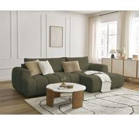 Canapé d'angle convertible FUJI tissu bouclette vert angle droit BOBOCHIC 3 places Angle droit Vert