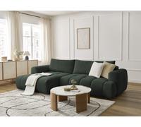Canapé d'angle convertible FUJI tissu lisse vert angle gauche BOBOCHIC 3 places Angle gauche Vert