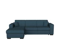 Canapé d'angle droit convertible avec coffre tissu bleu pétrole Bari 262 cm 2