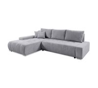 Canapé d'angle convertible gauche 4 places coffre Jonas velours côtelé Gris Clair
