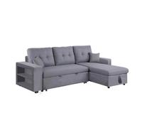 Canapé d'Angle Convertible GLASGOW Rangements 4 Places Gris 233 cm