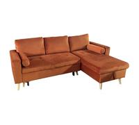 Happy Garden Canapé d'angle convertible JAMES 3 places en velours terracotta