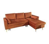 Happy Garden Canapé d'angle convertible JAMES 3 places en velours terracotta