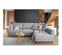 Canapé d'angle convertible - LARSON - en tissu Luxe, 5 places, gris , angle droit (vu de face)