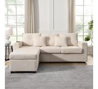 Canapé d'angle Convertible LED avec Une Sensation d'assise à Un Nuage,canapé 3 Places Relax avec Pouf Amovible surdimensionné, canapé 3 Places Tissu de L mobilier de Salon,Beige