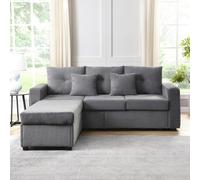 Canapé d'angle Convertible LED avec Une Sensation d'assise à Un Nuage,canapé 3 Places Relax avec Pouf Amovible surdimensionné, canapé 3 Places Tissu de L mobilier de Salon,Gris Antique