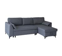 Happy Garden Canapé d'angle Convertible Logan 3 Places en Tissu Gris chiné. Canapé avec méridienne réversible et Coffre de Rangement.