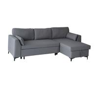 Happy Garden Canapé d'angle Convertible Logan 3 Places en Tissu Gris. Canapé avec méridienne réversible et Coffre de Rangement.