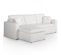 Canapé d'angle convertible - MENZZO - Toledo - Blanc - 3 places - Rangement