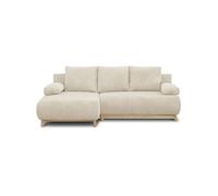Canapé d'angle convertible MIKA gauche Beige 3 places + coffre 130x210