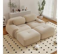 Canapé d'angle convertible moderne de 208 cm avec pouf, canapé modulaire en velours côtelé en forme de U, canapé compressé 2 à 4 places pour salon, assise extra profonde, aucun assemblage requis