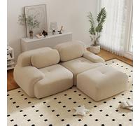 Canapé d'angle convertible moderne de 208 cm avec pouf, canapé modulaire en velours côtelé en forme de L, canapé compressé 2 à 4 places pour salon, assise extra profonde, aucun assemblage requis