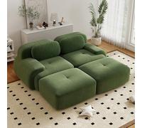 Canapé d'angle convertible moderne de 208 cm avec pouf, canapé modulaire en velours côtelé en forme de U, canapé compressé 2 à 4 places pour salon, assise extra profonde, aucun assemblage requis