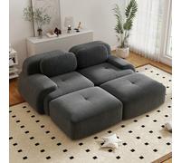 Canapé d'angle convertible moderne de 208 cm avec pouf, canapé modulaire en velours côtelé en forme de U, canapé compressé 2 à 4 places pour salon, assise extra profonde, aucun assemblage requis