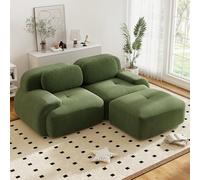 Canapé d'angle convertible moderne de 208 cm avec pouf, canapé modulaire en velours côtelé en forme de L, canapé compressé 2 à 4 places pour salon, assise extra profonde, aucun assemblage requis