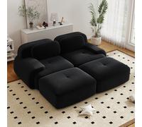 Canapé d'angle convertible moderne de 208 cm avec pouf, canapé modulaire en velours côtelé en forme de U, canapé compressé 2 à 4 places pour salon, assise extra profonde, aucun assemblage requis