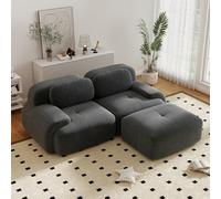 Canapé d'angle convertible moderne de 208 cm avec pouf, canapé modulaire en velours côtelé en forme de L, canapé compressé 2 à 4 places pour salon, assise extra profonde, aucun assemblage requis