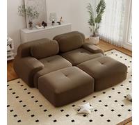 Canapé d'angle convertible moderne de 208 cm avec pouf, canapé modulaire en velours côtelé en forme de U, canapé compressé 2 à 4 places pour salon, assise extra profonde, aucun assemblage requis