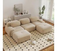 Canapé d'angle convertible moderne de 298 cm avec 2 poufs, canapé modulaire en velours côtelé en forme de U, canapé compressé 3 à 6 places pour salon, assise extra profonde, aucun assemblage requis