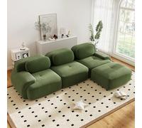 Canapé d'angle convertible moderne de 298 cm avec pouf, canapé modulaire en velours côtelé en forme de L, canapé compressé de 3 à 6 places pour salon, assise extra profonde, aucun assemblage requis