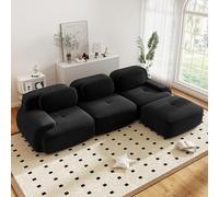 Canapé d'angle convertible moderne de 298 cm avec pouf, canapé modulaire en velours côtelé en forme de L, canapé compressé de 3 à 6 places pour salon, assise extra profonde, aucun assemblage requis