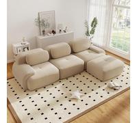 Canapé d'angle convertible moderne de 298 cm avec pouf, canapé modulaire en velours côtelé en forme de L, canapé compressé de 3 à 6 places pour salon, assise extra profonde, aucun assemblage requis