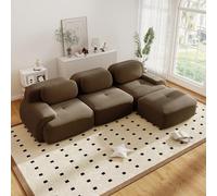 Canapé d'angle convertible moderne de 298 cm avec pouf, canapé modulaire en velours côtelé en forme de L, canapé compressé de 3 à 6 places pour salon, assise extra profonde, aucun assemblage requis