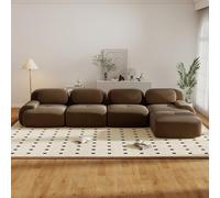 Canapé d'angle convertible moderne de 388 cm avec pouf, canapé modulaire en velours côtelé en forme de L, canapé compressé de 4 à 6 places pour salon, assise extra profonde, aucun assemblage requis