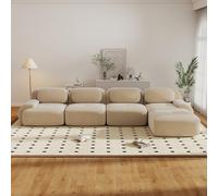 Canapé d'angle convertible moderne de 388 cm avec pouf, canapé modulaire en velours côtelé en forme de L, canapé compressé de 4 à 6 places pour salon, assise extra profonde, aucun assemblage requis