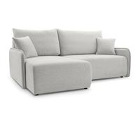 Canapé d'angle convertible - NETARRO - en tissu chenille gris-beige - côté gauche