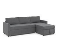 IDMarket - Canapé d'angle Convertible Noah avec méridienne Coffre en Tissu Gris Anthracite