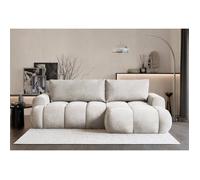 Canapé d'angle convertible - OMBO MINI - en peluche grège - côté droit