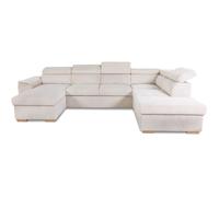 Canapé d'angle convertible panoramique 5 a 6 places DAYTONA - Tissu Lincoln pearl - Avec coffre - L 326 x H 94 x P 216 cm Multicolore