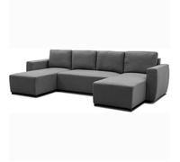 Canapé d'angle convertible panoramique PHARELL 5/6 places - Tissu anthracite - Coffre de rangement - L297 x P155 x H71/85 cm Anthracite