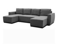 Canapé d'angle convertible panoramique PHARELL 5/6 places - Tissu anthracite - Coffre de rangement - L297 x P155 x H71/85 cm Anthracite