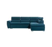 PAOLA LOUNGITUDE Canapé d'angle Droit - Convertible - 4 Places - Coffre - en Tissu - Bleu - L261cm