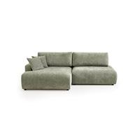 Canapé d'angle convertible Pivoine 4 places avec coffre Tissu texturé vert sauge L238xP140 cm