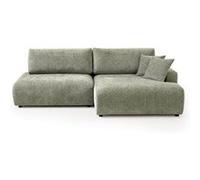 Bestmobilier - Pivoine - Canapé d'angle Ouvert Droit 4 Places Convertible avec Coffre en Tissu texturé, Vert Sauge