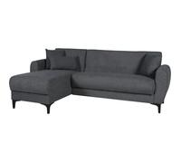 Canapé d'angle convertible réversible - 3 / 4 personnes - BILBAO - Coffre - 3 coussins - Tissu Gris foncé - 229 x 81 / 154 x 84 cm