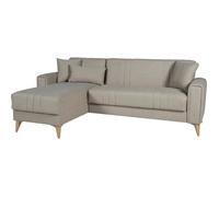 canapé d'angle convertible réversible - 3 / 4 personnes - omega - tissu beige - coffre - 3 coussins - 225 x 81/151 x 84 cm beige