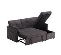 Canapé d'angle convertible réversible -3/4 places-Canapé-lit convertible-Tissu velvet -Coffre de rangement-206x130x66-88