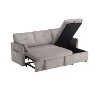 Canapé d'angle convertible réversible 3 places-Tissu Gris-L206XP130XH88-coffre de rangement-Canapé de salon-velours