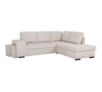 Canapé d'angle convertible réversible - 4/5 places - MITCHELL - Tissu velours côtelé Pearl - Coffre, Poufs - 247 x 205 x 91 cm Multicolore