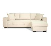 Canapé d'angle convertible réversible - 4 places - HAMILTON - Velours Beige - L 245 x P 150 x H 86 - Fabriqué en Ukraine