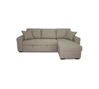 Canapé d'angle convertible réversible 4 places - Tissu beige - L 244 x P 151 x H 90 - HAMILTON - Fabriqué en Ukraine