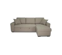 Canapé d'angle convertible réversible 4 places - Tissu beige - L 244 x P 151 x H 90 - HAMILTON - Fabriqué en Ukraine