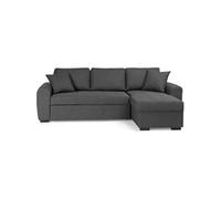 Canapé d'angle convertible réversible 4 places - Tissu gris - Contemporain - L 244 x P 151 x H 90 - HAMILTON