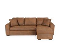 Canapé d'angle convertible réversible - Tissu Marron vintage - L 244 x P 151 x H 90 Marron